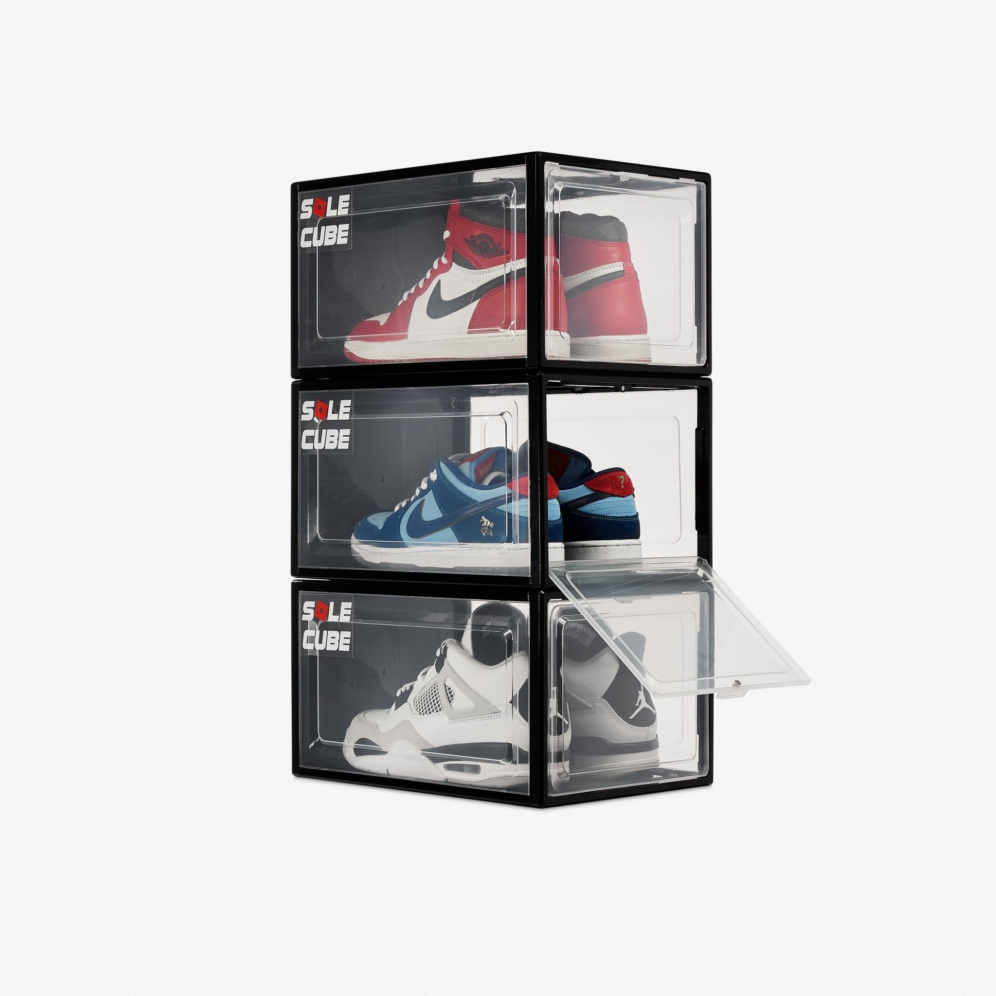 SoleCube | Black Dropfront Shoe Display Storage Box - SoleCube