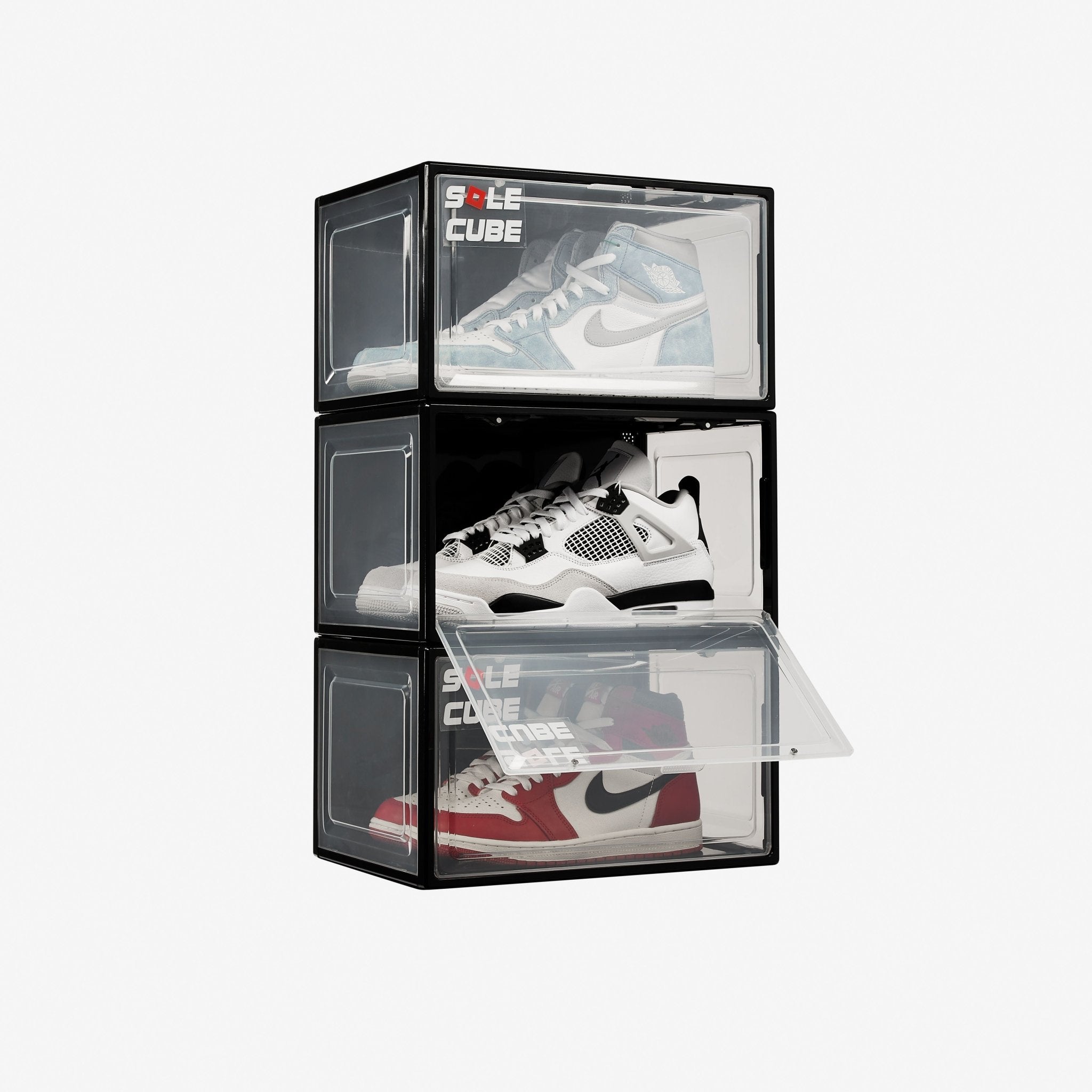 SoleCube | Black Dropside Shoe Display Storage Box. - SoleCube