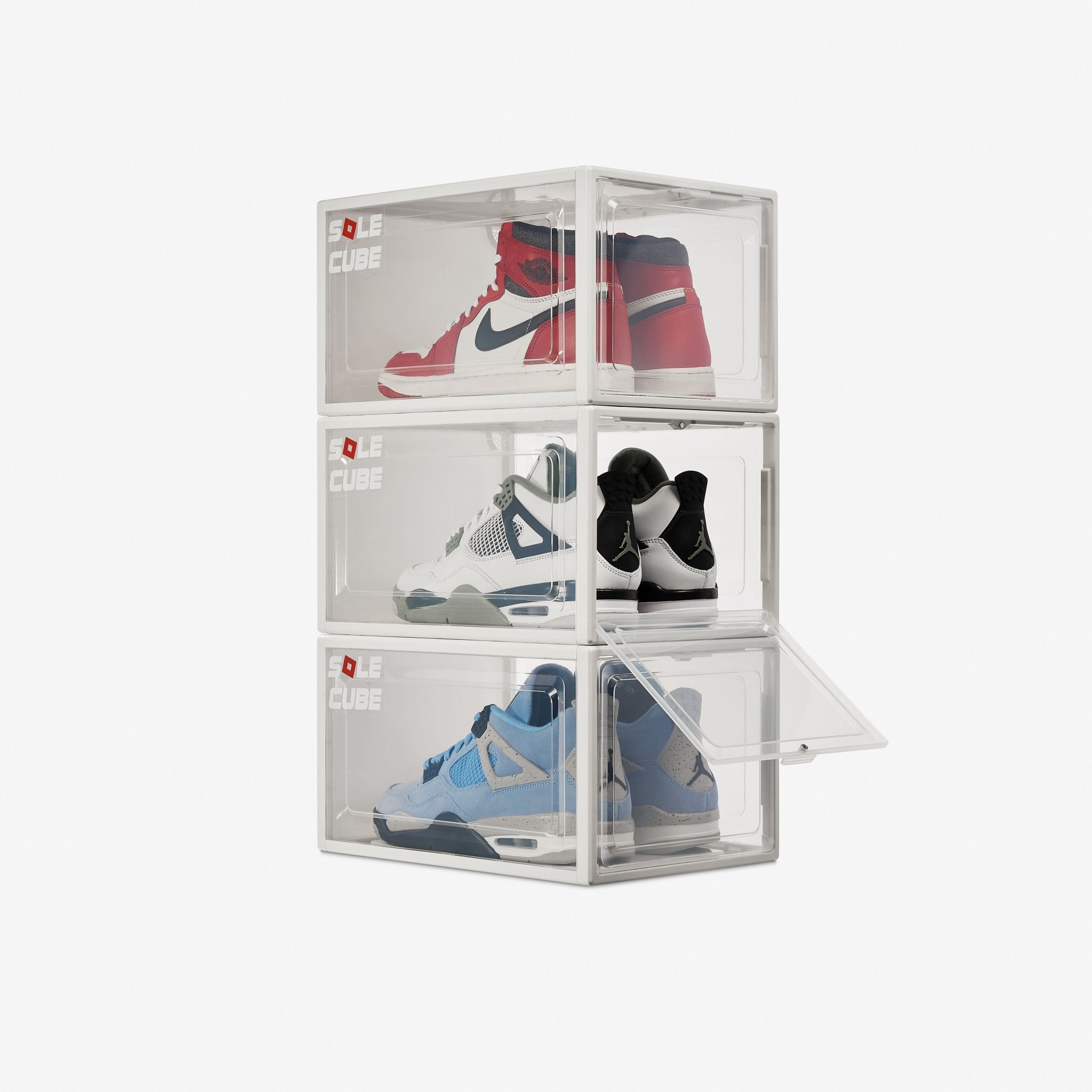 SoleCube | White Dropfront Shoe Display Storage Box - SoleCube