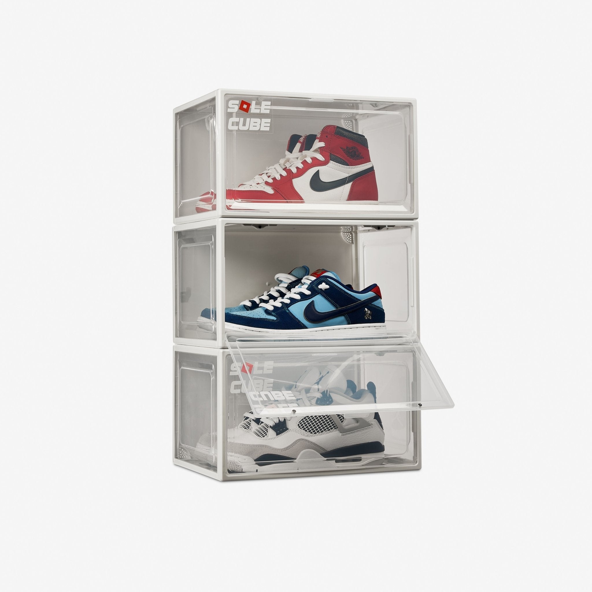 SoleCube | White Dropside Shoe Display Storage Box - SoleCube